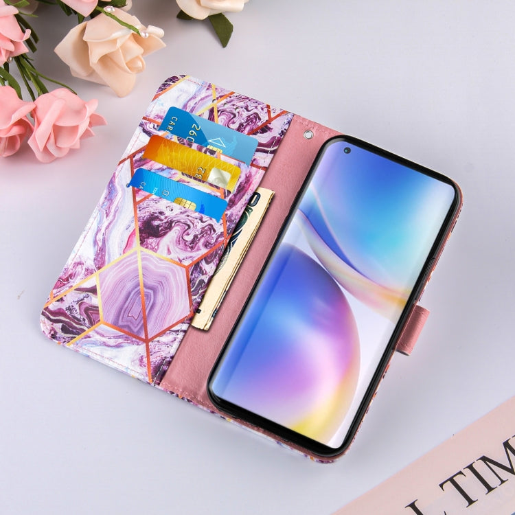 For OnePlus 9 Marble Stitching Horizontal Flip PU Leather Case with Holder & Card Slots & Wallet & Lanyard