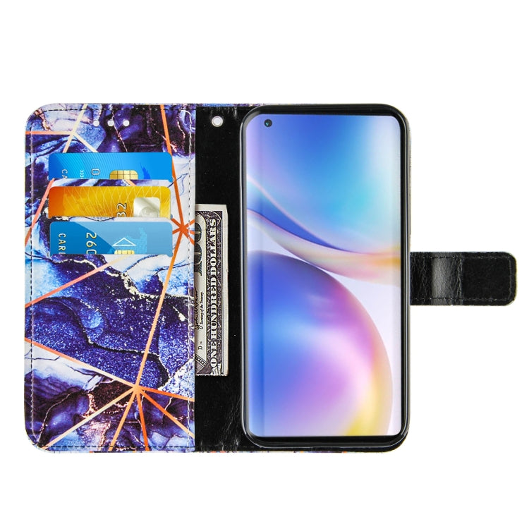 For OnePlus 9 Marble Stitching Horizontal Flip PU Leather Case with Holder & Card Slots & Wallet & Lanyard
