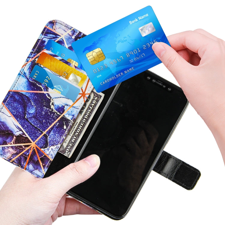 For OnePlus 9 Marble Stitching Horizontal Flip PU Leather Case with Holder & Card Slots & Wallet & Lanyard
