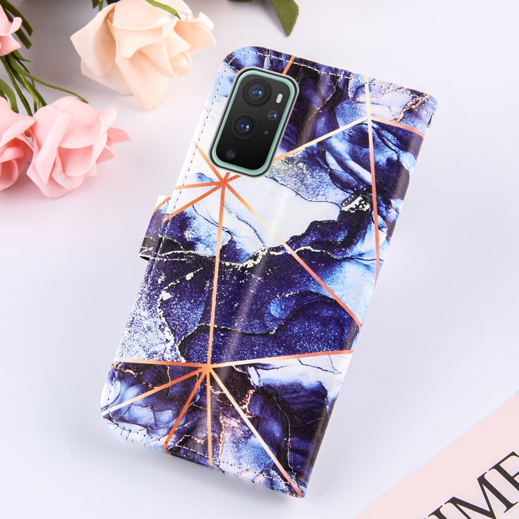 For OnePlus 9 Marble Stitching Horizontal Flip PU Leather Case with Holder & Card Slots & Wallet & Lanyard