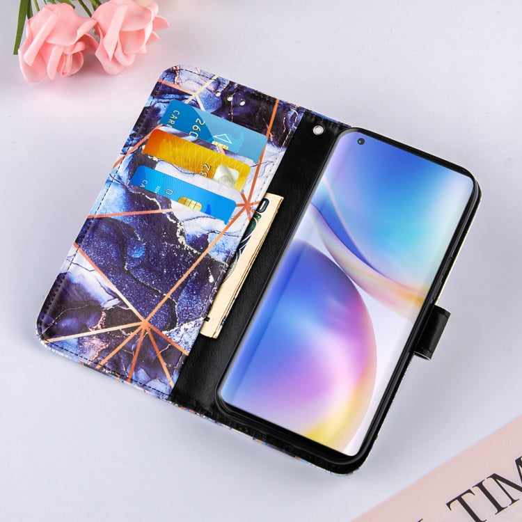 For OnePlus 9 Marble Stitching Horizontal Flip PU Leather Case with Holder & Card Slots & Wallet & Lanyard