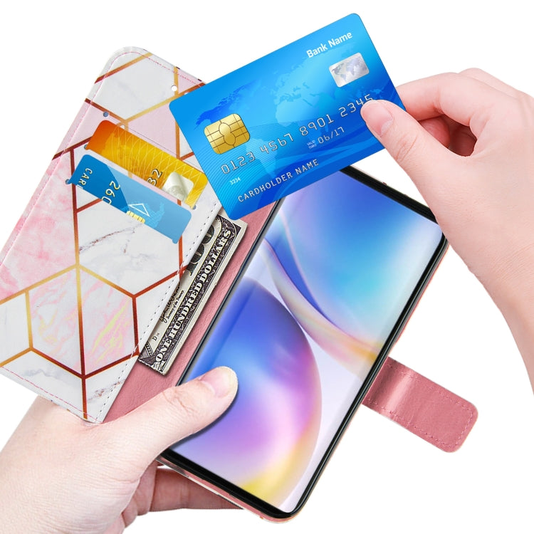 For OnePlus 9 Marble Stitching Horizontal Flip PU Leather Case with Holder & Card Slots & Wallet & Lanyard