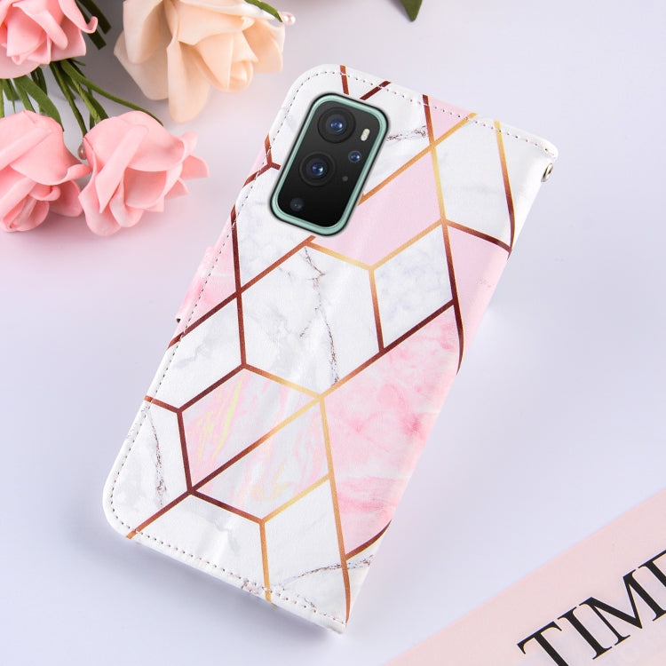 For OnePlus 9 Marble Stitching Horizontal Flip PU Leather Case with Holder & Card Slots & Wallet & Lanyard