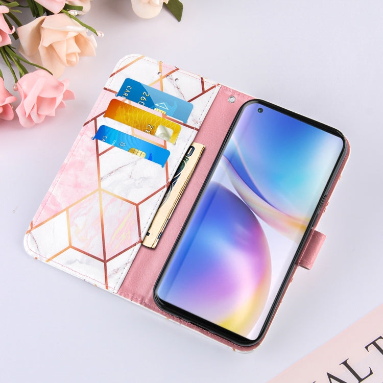 For OnePlus 9 Marble Stitching Horizontal Flip PU Leather Case with Holder & Card Slots & Wallet & Lanyard