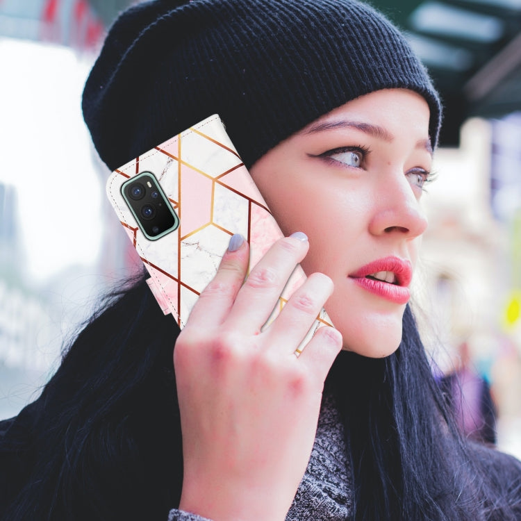 For OnePlus 9 Marble Stitching Horizontal Flip PU Leather Case with Holder & Card Slots & Wallet & Lanyard