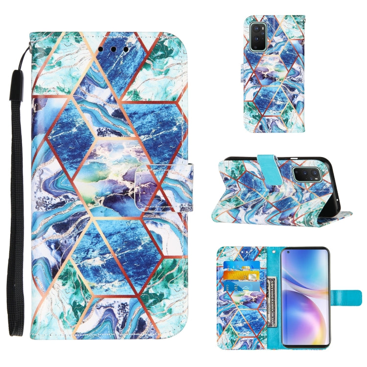 For OnePlus 9 Marble Stitching Horizontal Flip PU Leather Case with Holder & Card Slots & Wallet & Lanyard