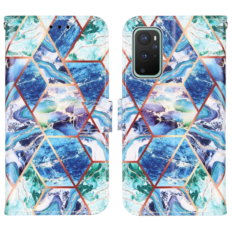 For OnePlus 9 Marble Stitching Horizontal Flip PU Leather Case with Holder & Card Slots & Wallet & Lanyard
