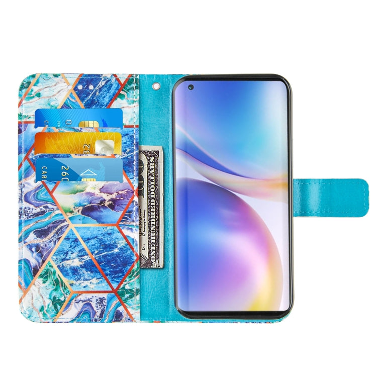 For OnePlus 9 Marble Stitching Horizontal Flip PU Leather Case with Holder & Card Slots & Wallet & Lanyard