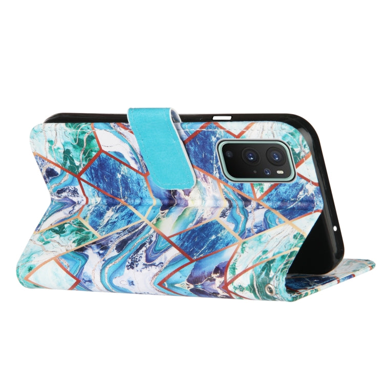 For OnePlus 9 Marble Stitching Horizontal Flip PU Leather Case with Holder & Card Slots & Wallet & Lanyard
