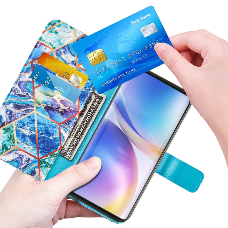 For OnePlus 9 Marble Stitching Horizontal Flip PU Leather Case with Holder & Card Slots & Wallet & Lanyard