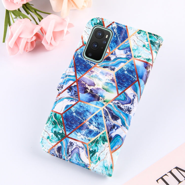 For OnePlus 9 Marble Stitching Horizontal Flip PU Leather Case with Holder & Card Slots & Wallet & Lanyard