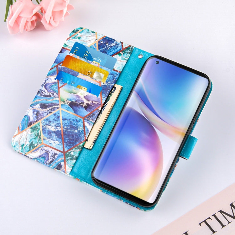 For OnePlus 9 Marble Stitching Horizontal Flip PU Leather Case with Holder & Card Slots & Wallet & Lanyard