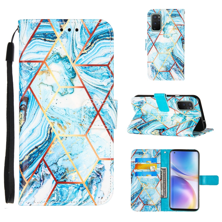 For OnePlus 9 Marble Stitching Horizontal Flip PU Leather Case with Holder & Card Slots & Wallet & Lanyard
