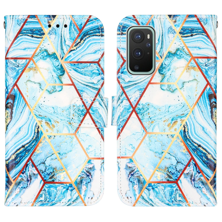 For OnePlus 9 Marble Stitching Horizontal Flip PU Leather Case with Holder & Card Slots & Wallet & Lanyard