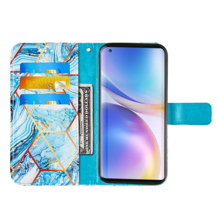 For OnePlus 9 Marble Stitching Horizontal Flip PU Leather Case with Holder & Card Slots & Wallet & Lanyard