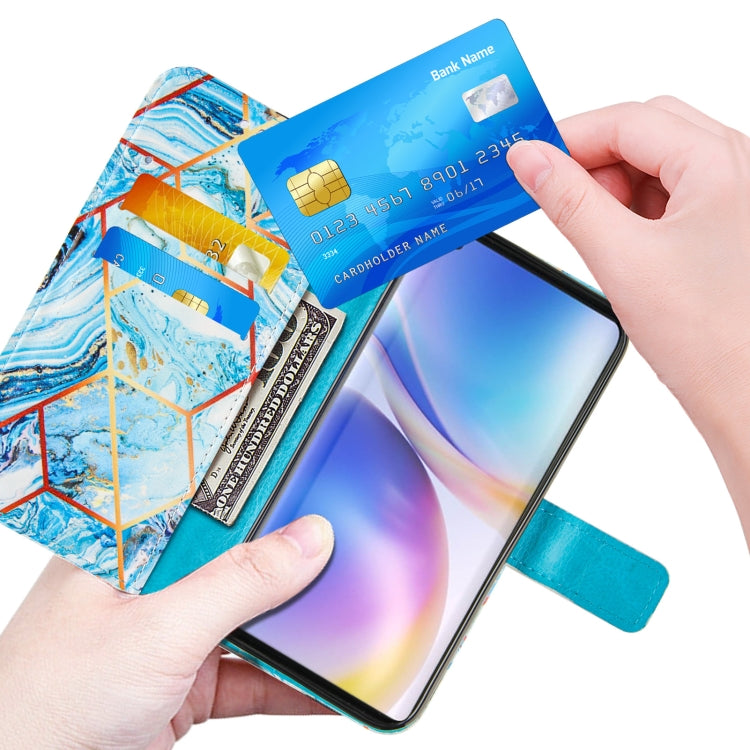 For OnePlus 9 Marble Stitching Horizontal Flip PU Leather Case with Holder & Card Slots & Wallet & Lanyard