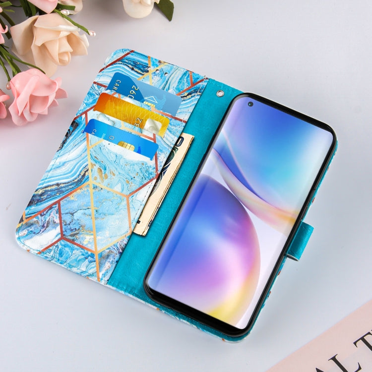 For OnePlus 9 Marble Stitching Horizontal Flip PU Leather Case with Holder & Card Slots & Wallet & Lanyard