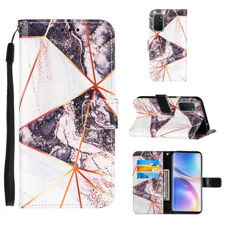 For OnePlus 9 Marble Stitching Horizontal Flip PU Leather Case with Holder & Card Slots & Wallet & Lanyard