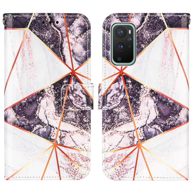 For OnePlus 9 Marble Stitching Horizontal Flip PU Leather Case with Holder & Card Slots & Wallet & Lanyard