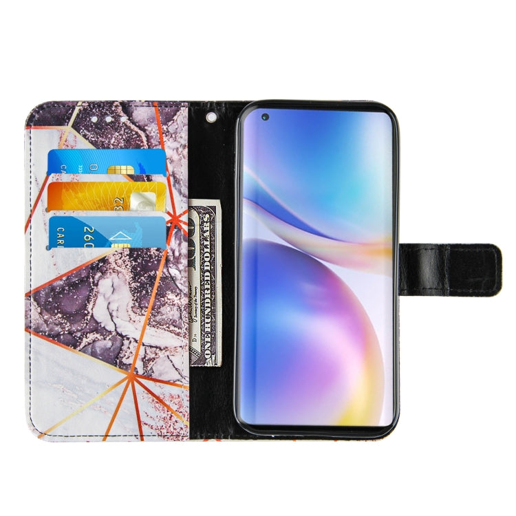For OnePlus 9 Marble Stitching Horizontal Flip PU Leather Case with Holder & Card Slots & Wallet & Lanyard