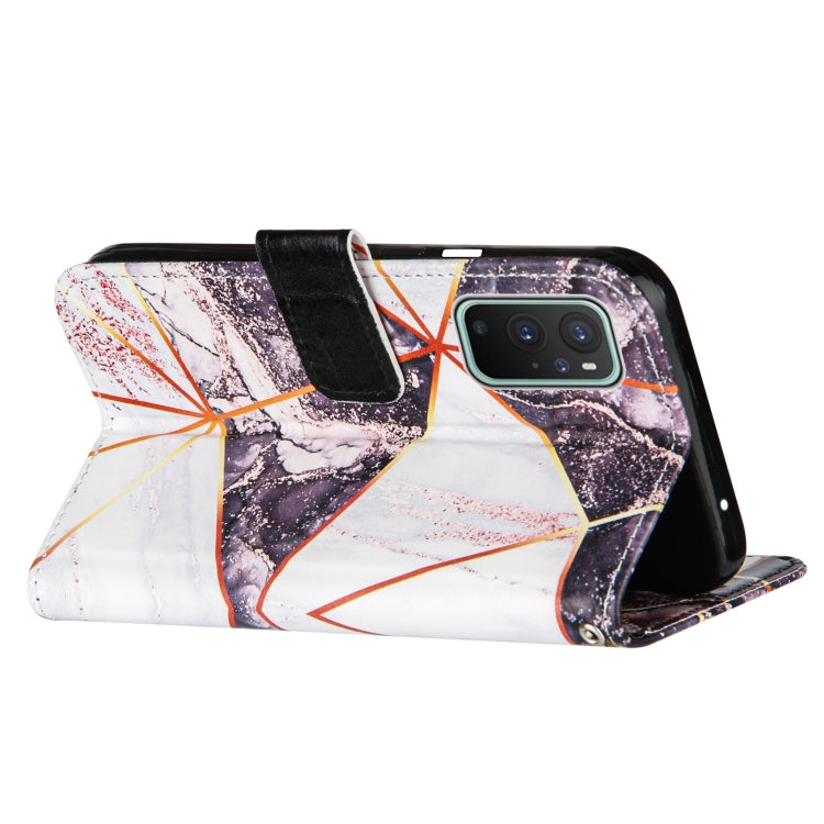 For OnePlus 9 Marble Stitching Horizontal Flip PU Leather Case with Holder & Card Slots & Wallet & Lanyard