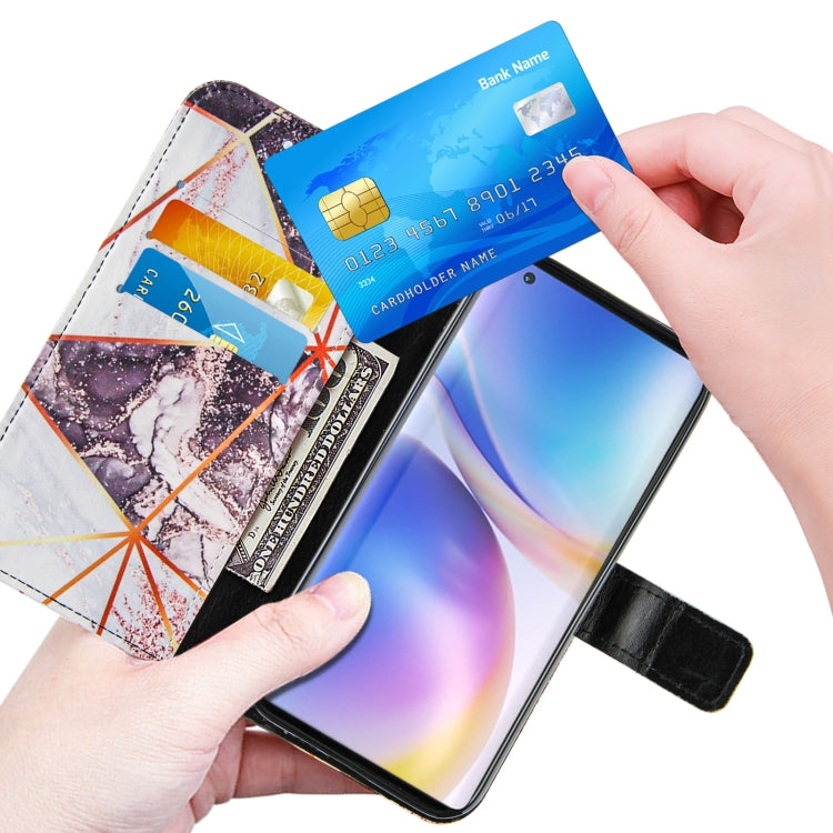 For OnePlus 9 Marble Stitching Horizontal Flip PU Leather Case with Holder & Card Slots & Wallet & Lanyard