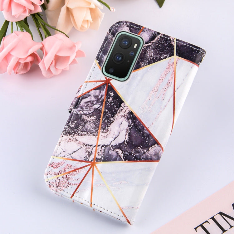 For OnePlus 9 Marble Stitching Horizontal Flip PU Leather Case with Holder & Card Slots & Wallet & Lanyard