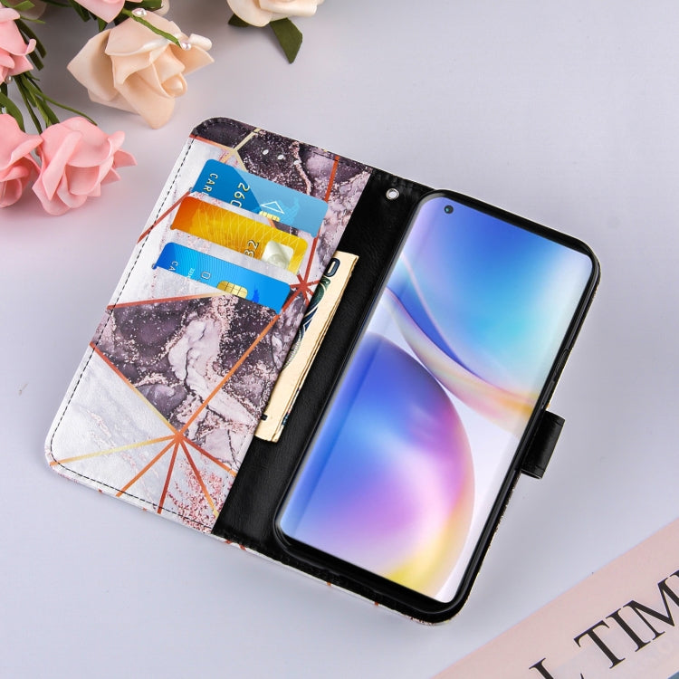 For OnePlus 9 Marble Stitching Horizontal Flip PU Leather Case with Holder & Card Slots & Wallet & Lanyard
