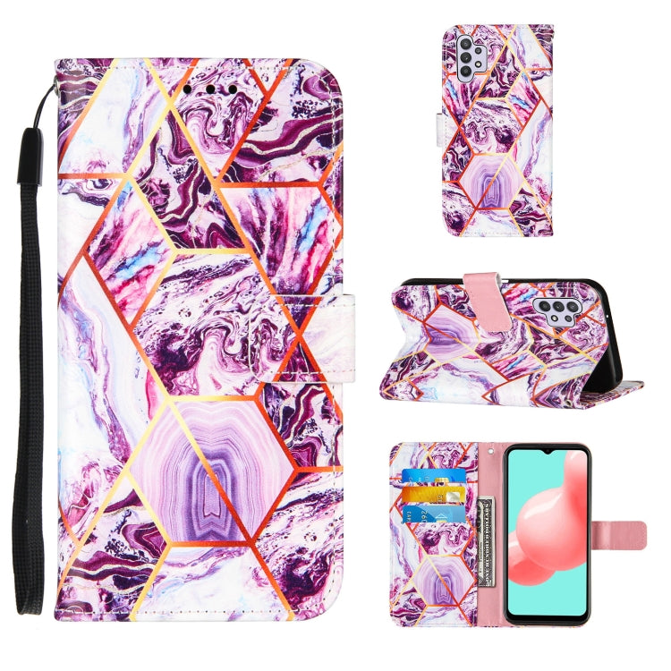 For Samsung Galaxy A32 5G Marble Stitching Horizontal Flip PU Leather Case with Holder & Card Slots & Wallet & Lanyard
