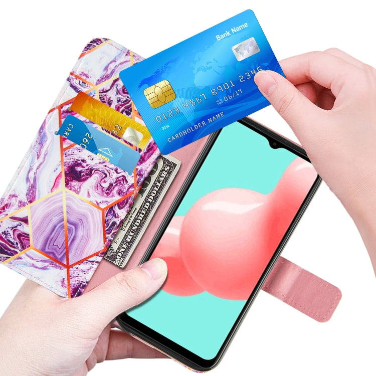 For Samsung Galaxy A32 5G Marble Stitching Horizontal Flip PU Leather Case with Holder & Card Slots & Wallet & Lanyard