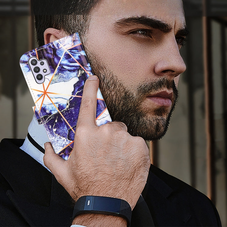 For Samsung Galaxy A32 5G Marble Stitching Horizontal Flip PU Leather Case with Holder & Card Slots & Wallet & Lanyard