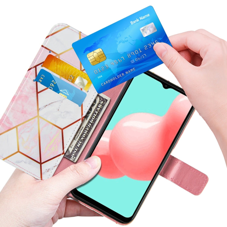 For Samsung Galaxy A32 5G Marble Stitching Horizontal Flip PU Leather Case with Holder & Card Slots & Wallet & Lanyard