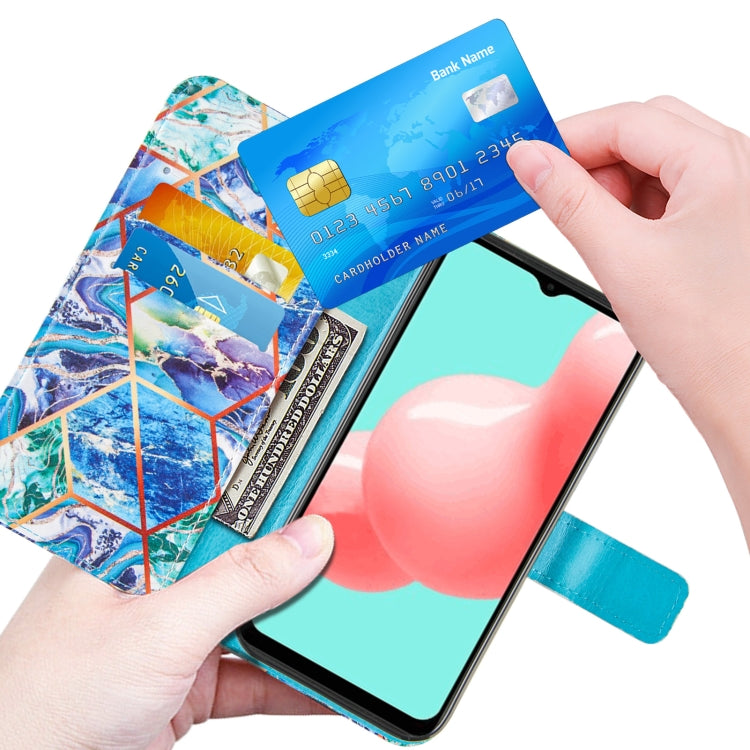 For Samsung Galaxy A32 5G Marble Stitching Horizontal Flip PU Leather Case with Holder & Card Slots & Wallet & Lanyard