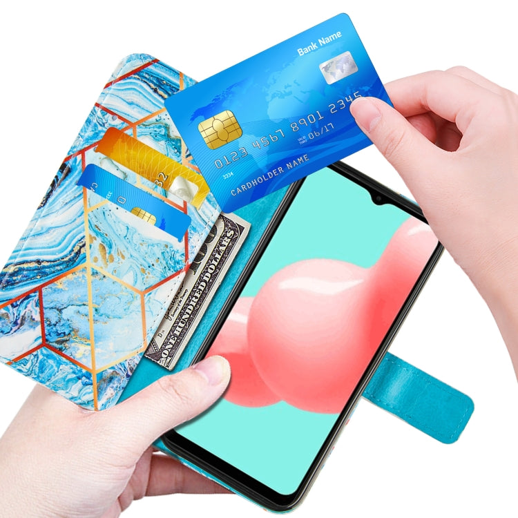 For Samsung Galaxy A32 5G Marble Stitching Horizontal Flip PU Leather Case with Holder & Card Slots & Wallet & Lanyard