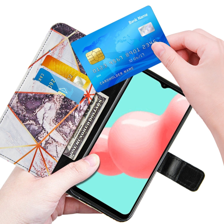 For Samsung Galaxy A32 5G Marble Stitching Horizontal Flip PU Leather Case with Holder & Card Slots & Wallet & Lanyard