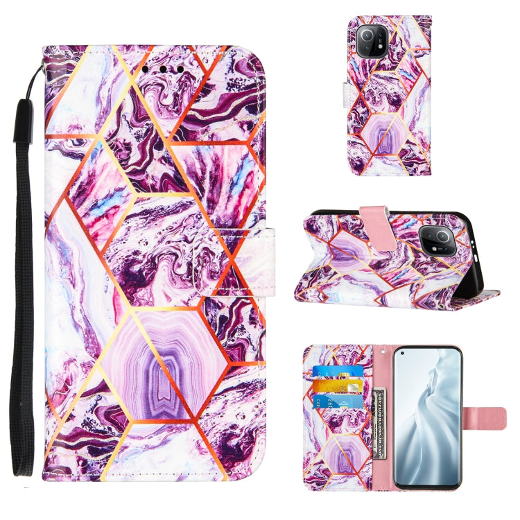 For Xiaomi Mi 11 5G Marble Stitching Horizontal Flip PU Leather Case with Holder & Card Slots & Wallet & Lanyard