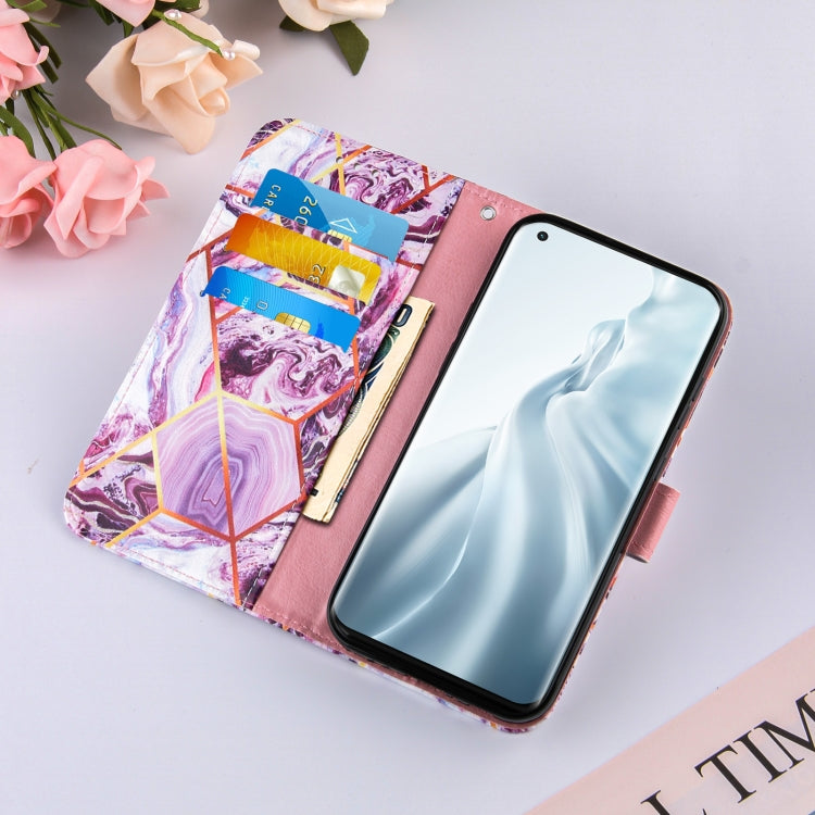 For Xiaomi Mi 11 5G Marble Stitching Horizontal Flip PU Leather Case with Holder & Card Slots & Wallet & Lanyard