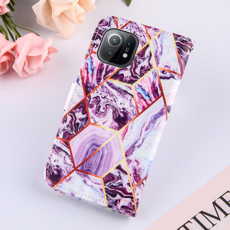 For Xiaomi Mi 11 5G Marble Stitching Horizontal Flip PU Leather Case with Holder & Card Slots & Wallet & Lanyard