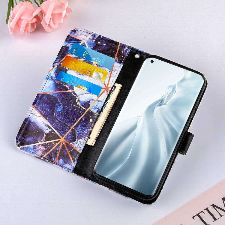 For Xiaomi Mi 11 5G Marble Stitching Horizontal Flip PU Leather Case with Holder & Card Slots & Wallet & Lanyard