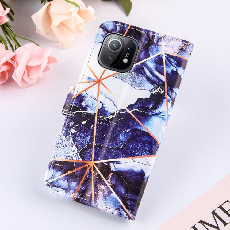 For Xiaomi Mi 11 5G Marble Stitching Horizontal Flip PU Leather Case with Holder & Card Slots & Wallet & Lanyard