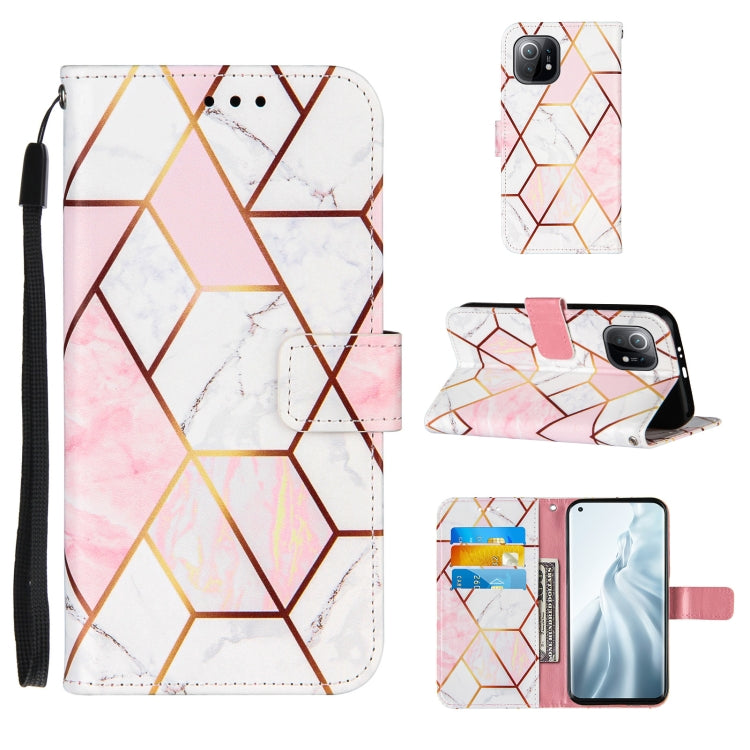 For Xiaomi Mi 11 5G Marble Stitching Horizontal Flip PU Leather Case with Holder & Card Slots & Wallet & Lanyard