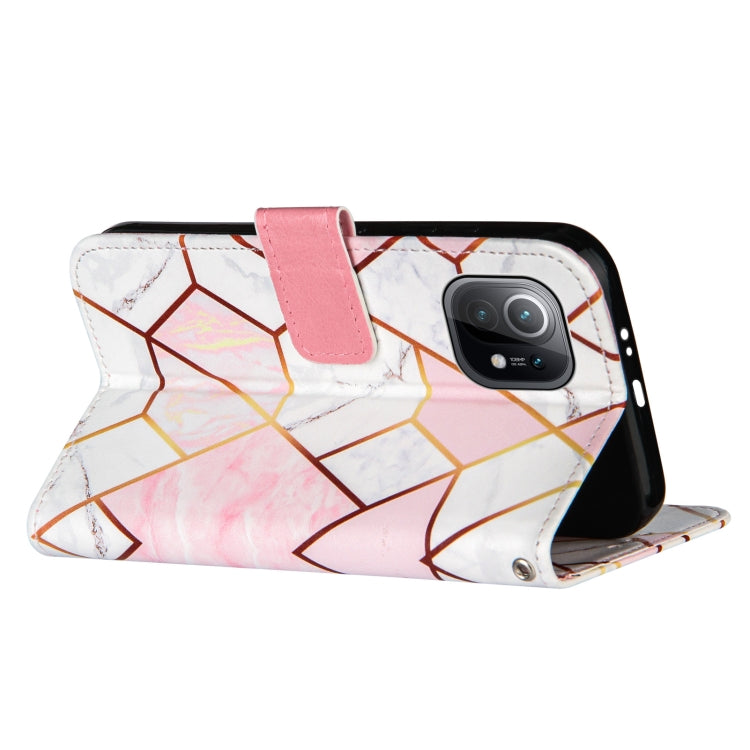 For Xiaomi Mi 11 5G Marble Stitching Horizontal Flip PU Leather Case with Holder & Card Slots & Wallet & Lanyard