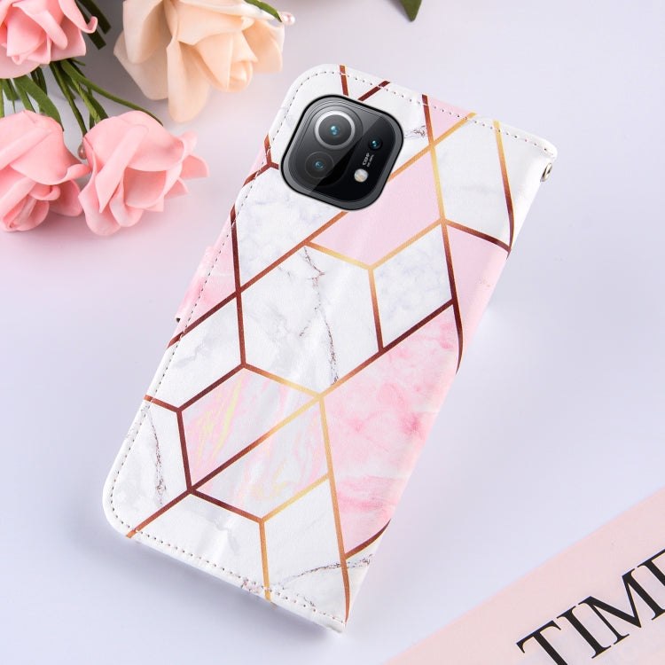 For Xiaomi Mi 11 5G Marble Stitching Horizontal Flip PU Leather Case with Holder & Card Slots & Wallet & Lanyard