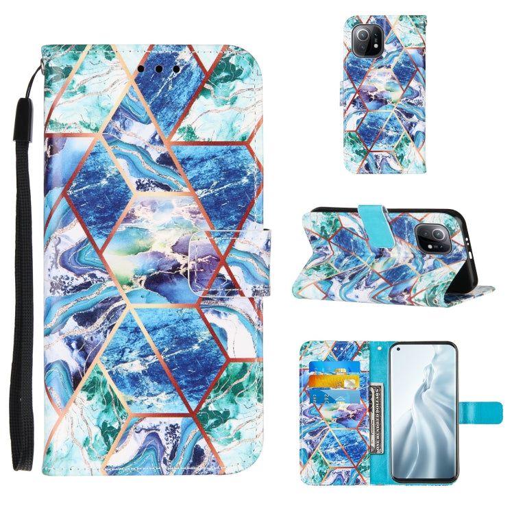 For Xiaomi Mi 11 5G Marble Stitching Horizontal Flip PU Leather Case with Holder & Card Slots & Wallet & Lanyard