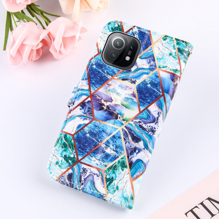 For Xiaomi Mi 11 5G Marble Stitching Horizontal Flip PU Leather Case with Holder & Card Slots & Wallet & Lanyard