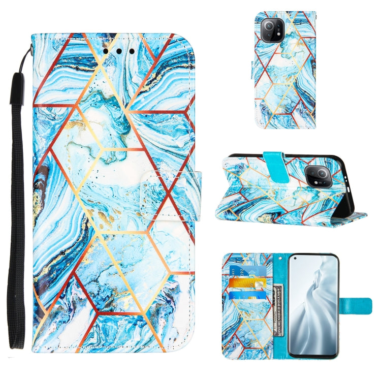 For Xiaomi Mi 11 5G Marble Stitching Horizontal Flip PU Leather Case with Holder & Card Slots & Wallet & Lanyard