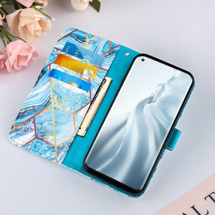 For Xiaomi Mi 11 5G Marble Stitching Horizontal Flip PU Leather Case with Holder & Card Slots & Wallet & Lanyard