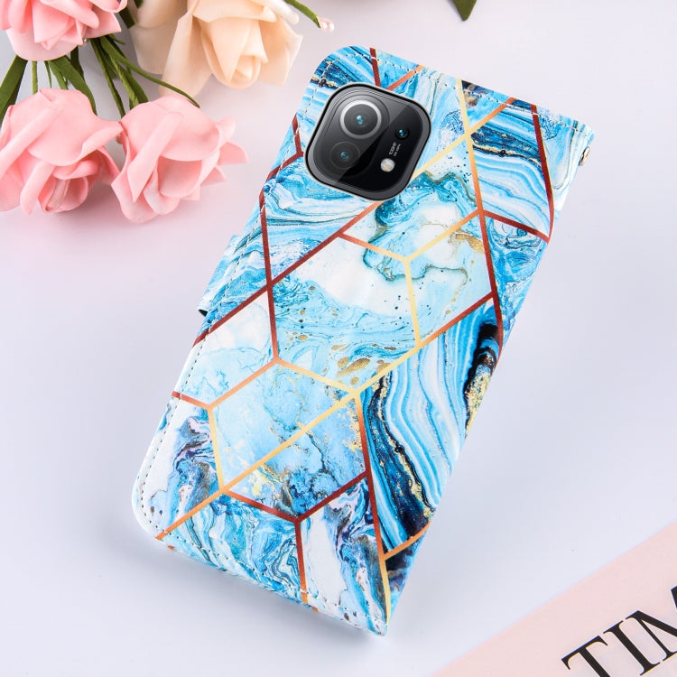 For Xiaomi Mi 11 5G Marble Stitching Horizontal Flip PU Leather Case with Holder & Card Slots & Wallet & Lanyard