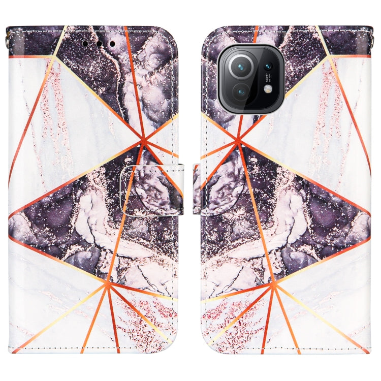 For Xiaomi Mi 11 5G Marble Stitching Horizontal Flip PU Leather Case with Holder & Card Slots & Wallet & Lanyard