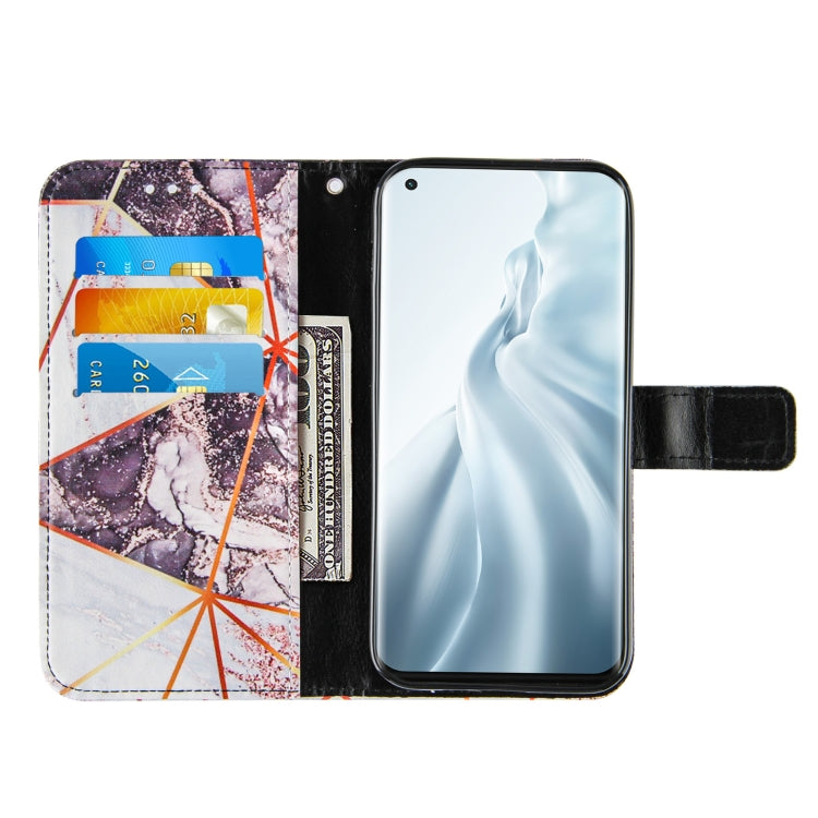 For Xiaomi Mi 11 5G Marble Stitching Horizontal Flip PU Leather Case with Holder & Card Slots & Wallet & Lanyard